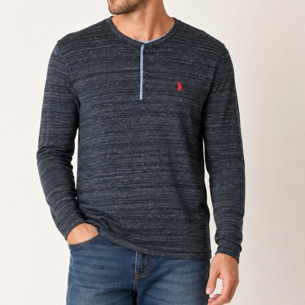 U.S. Polo Assn Henley Mens XL Gray NWT Thermal Long Sleeve Stretch Layering